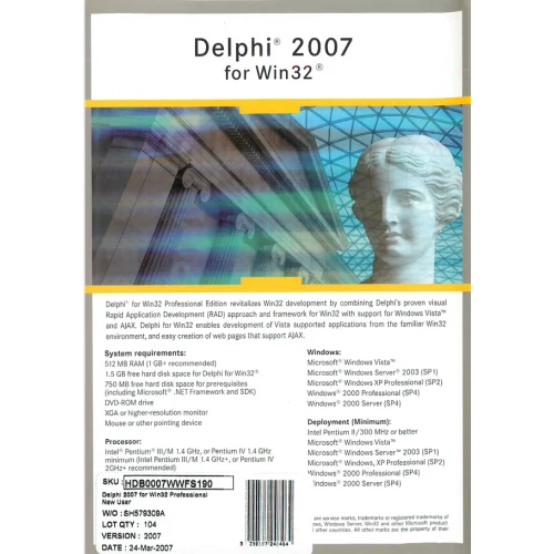 BORLAND CodeGear Delphi 2007 for Win32 R2 Professional - Xtrasoft EN