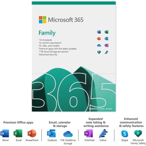 Microsoft Office 365 Family | 6 Users | 30 Devices | 1 Year | Retail Pack (by Post/EU)