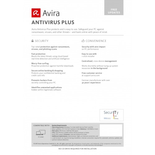 Avira Antivirus Plus | 1 Geräte | 1 Jahr | Digital (ESD/EU)
