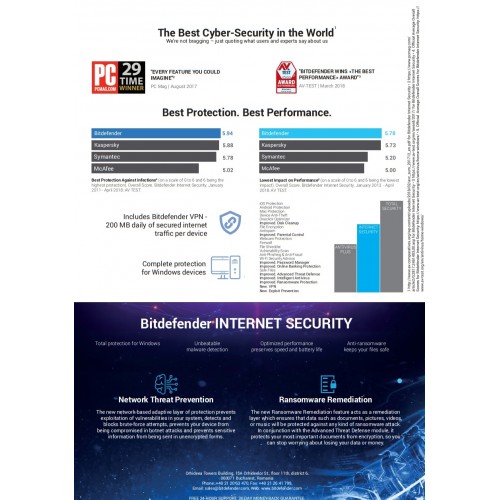 Bitdefender Internet Security 2020 | 3 Dispositivos | 1 Año | Paquete de caja (por correo/UE)