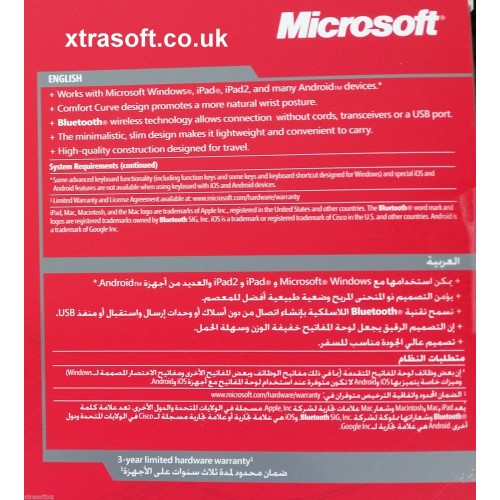5x Microsoft Bluetooth Wireless Keyboard ENGLISH US + ARABIC PC Mac Android NEW