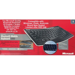 Microsoft Bluetooth Keyboard Wireless ENGLISH US + ARABIC PC Apple Android NEW