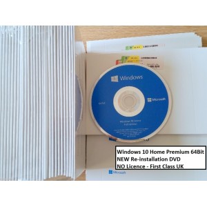 Microsoft Windows 10 Home 64Bit UK, installation DVD NO Licence UK FIRST Class