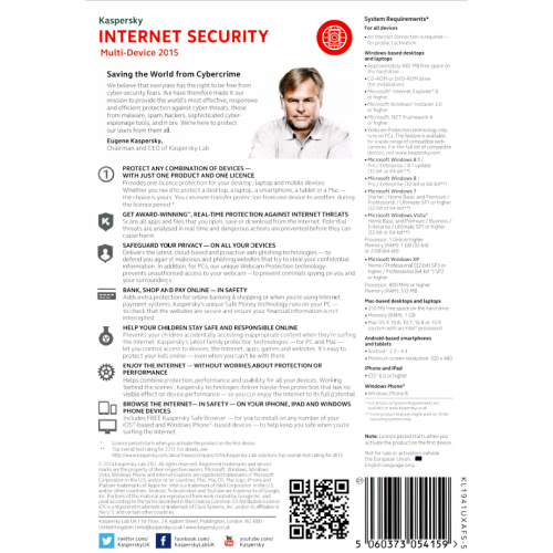 Kaspersky Internet Security 2015 | 1 Gerät | 1 Jahr | Digital (ESD / EU)
