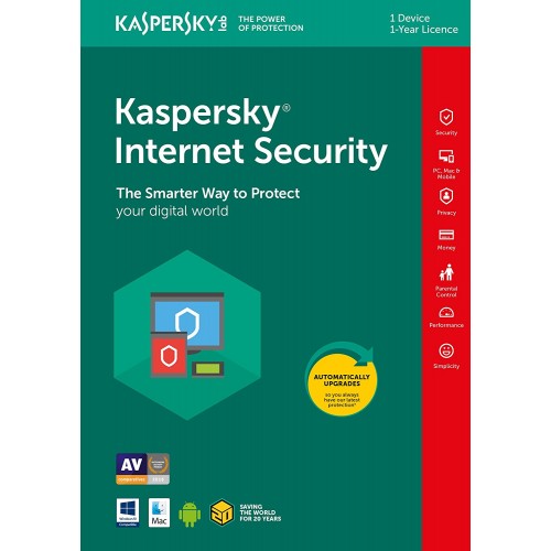 Kaspersky Internet Security 2018 | 1 Device | 1 Year | Flat Pack (by Post/EU)