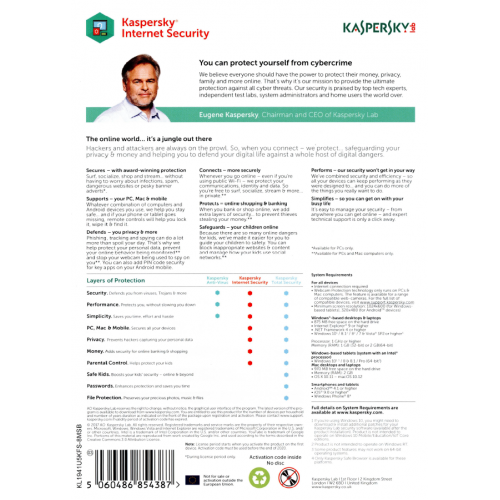 Kaspersky Internet Security 2018 | 10 Devices | 1 Year | Flat Pack (by Post/EU)