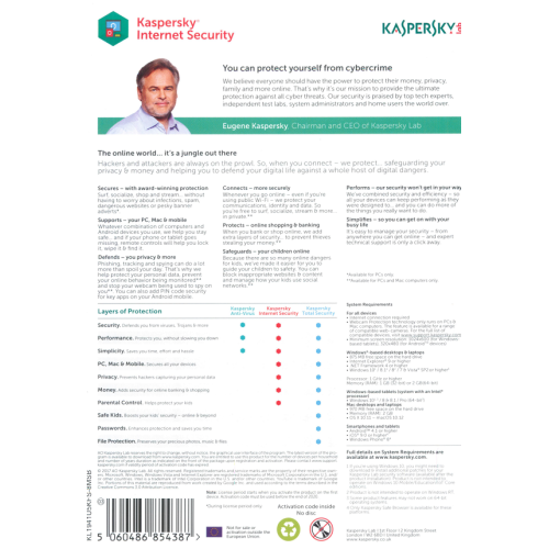 Kaspersky Internet Security 2018 | 5 Dispositivi | 1 Anno | Pacchetto Scatola (per posta/UE)
