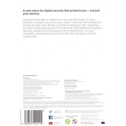 Kaspersky Security Cloud 2020 Personal | 5 Dispositivi | 1 Anno | Pacchetto Piatto (per posta/UE)