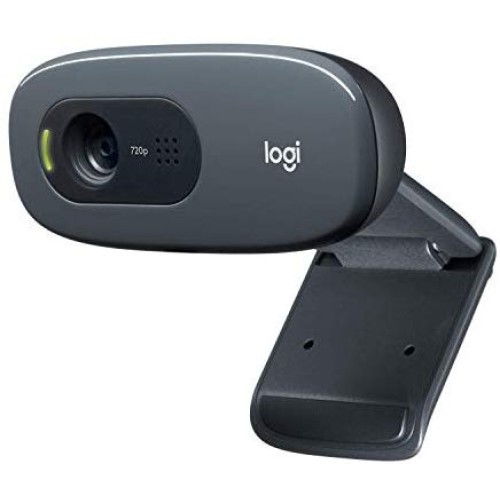 Logitech C270 HD Webcam, HD 720p/30fps, Widescreen HD Video Calling, HD Light Correction, microfono con riduzione del rumore, per Skype, FaceTime, Hangouts, WebEx, PC/Mac/Laptop/Macbook/Tablet - Nero