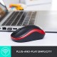 Logitech M185 Wireless Mouse USB per PC Windows, Mac e Linux - Rosso con design ambidestro