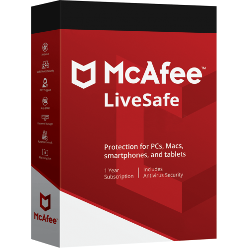 McAfee LiveSafe 2020 | Unlimited Devices | 1 Year | Flat Pack (by Post/EU)