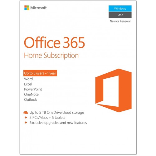Microsoft Office 365 Home | 5 Gebruikers | 1 jaar | Meertalig | Digitaal (ESD/EU)