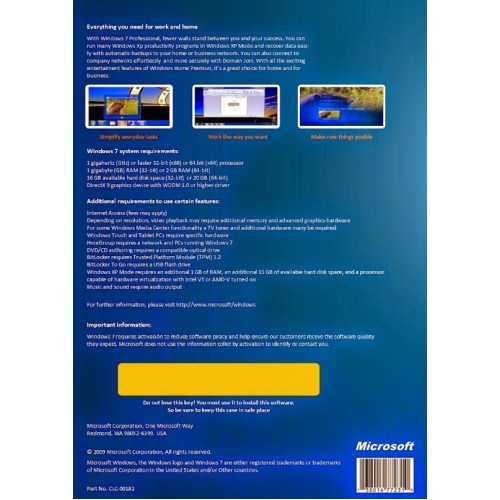 Microsoft Windows 7 Professional Anytime Upgrade SP1 32/64bit | Retail Pack (Disc and Licence)