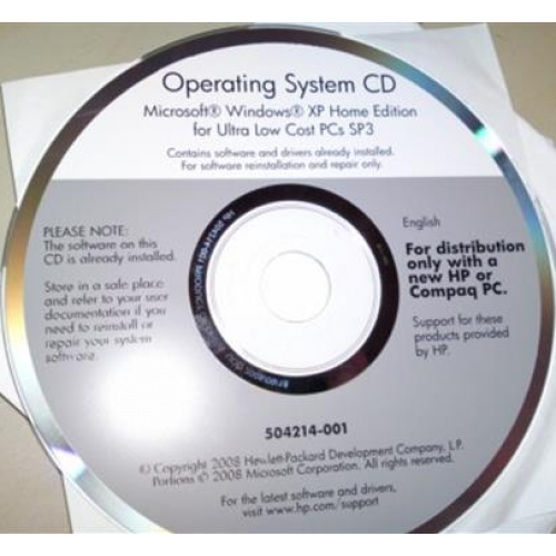 Microsoft Windows XP Home SP3 Edition | HP OEM Paquete de reinstalación (Disco y licencia)
