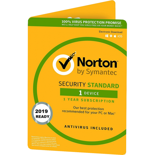 Norton Security 2019 Standard | 1 dispositivo | 1 Anno | Pacchetto Piatto (per posta/UE)