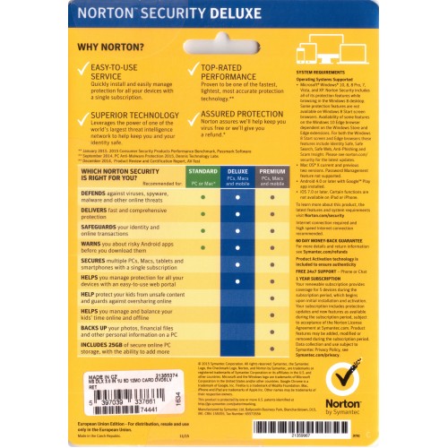 Norton Security Deluxe | 5 Devices | 1 Year | Flat Pack (by Post/EU)