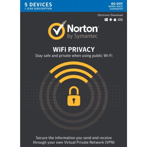 Norton WiFi Privacy | 5 Devices | 1 Year | Flat Pack (by Post/EU)
